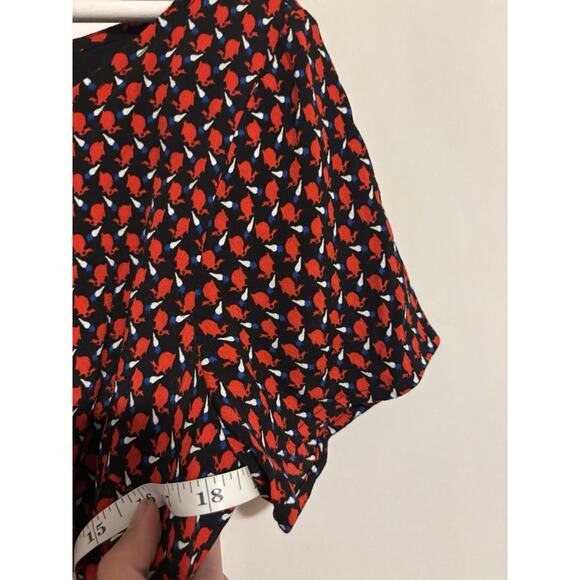 Maeve Anthropologie Dress 8 Red Floral Fit & Flare Short Sleeve - Picture 9 of 11